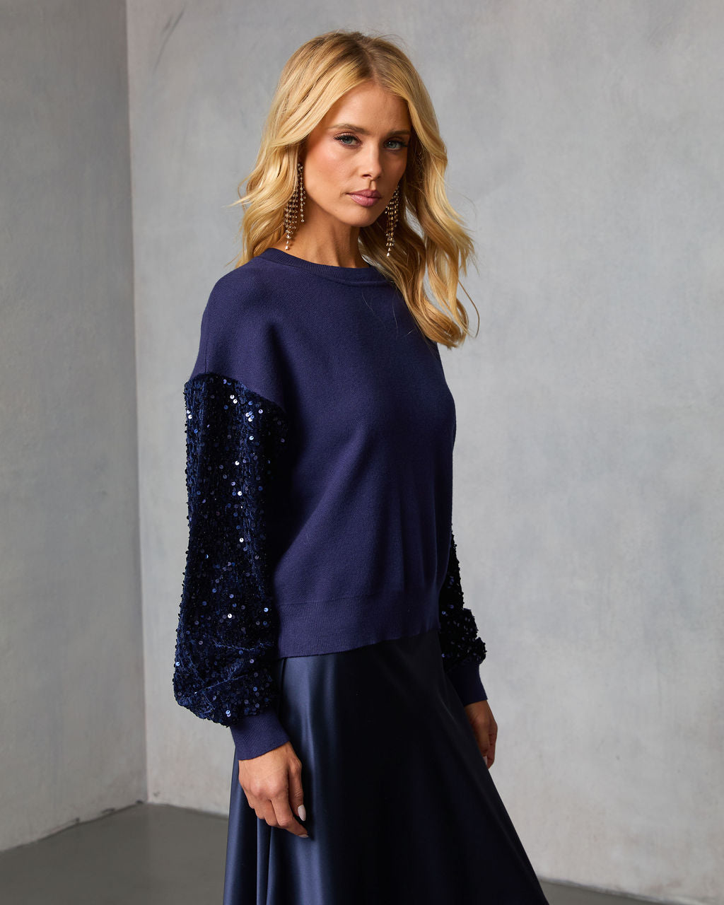 Yumi Contrast Sequin Knit Sweater - Image 3