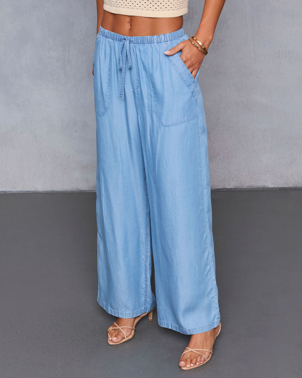 Bennita Waist Tie Chambray Pants - Image 3