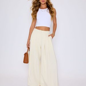 Polish Pleated Wide Leg Trouser