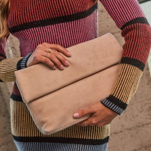 Maelyn Faux Suede Foldover Clutch