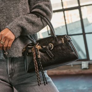 Freyah Vegan Leather Charm Top Handle Bag