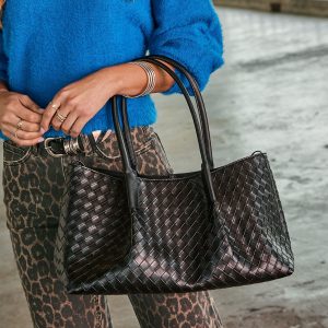 Calisse Textured Woven Vegan Leather Tote
