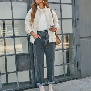 Sedina Stretch Paperbag Waist Straight Leg Jeans