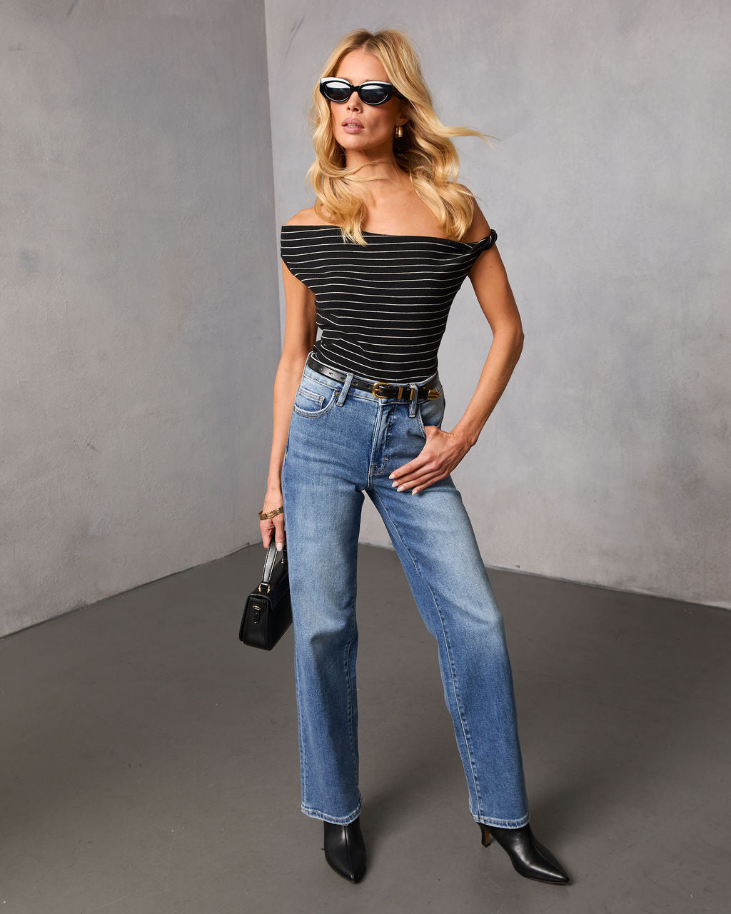 Marloh Striped Off The Shoulder Top - Image 2