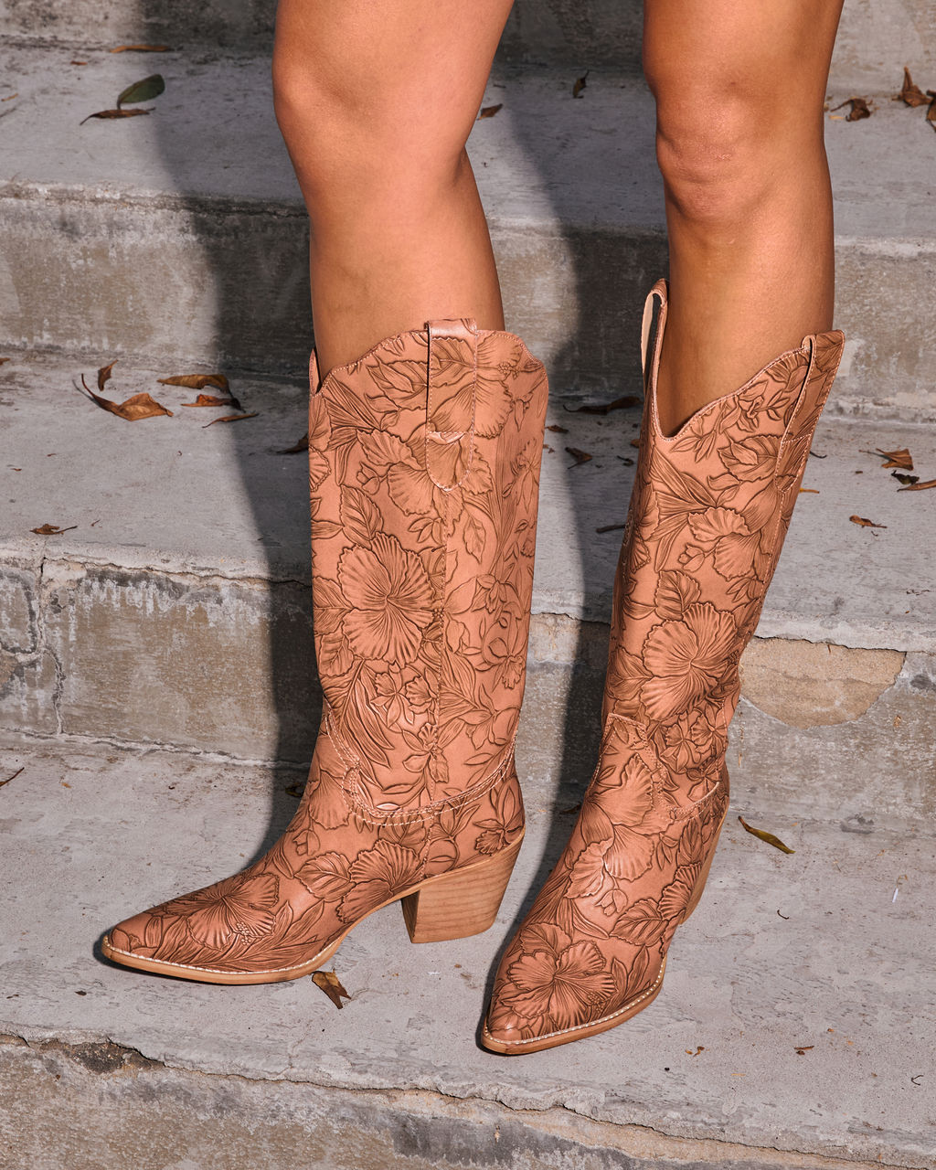 Katinna Embossed Floral Western Boots - Image 4