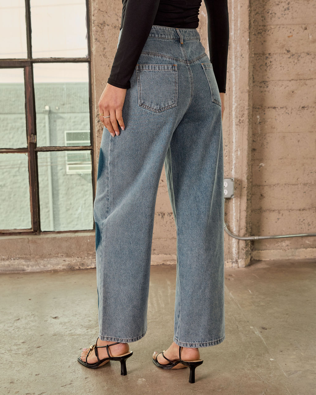 Just Lovers Heart Print Rigid Straight Leg Jeans - Image 4