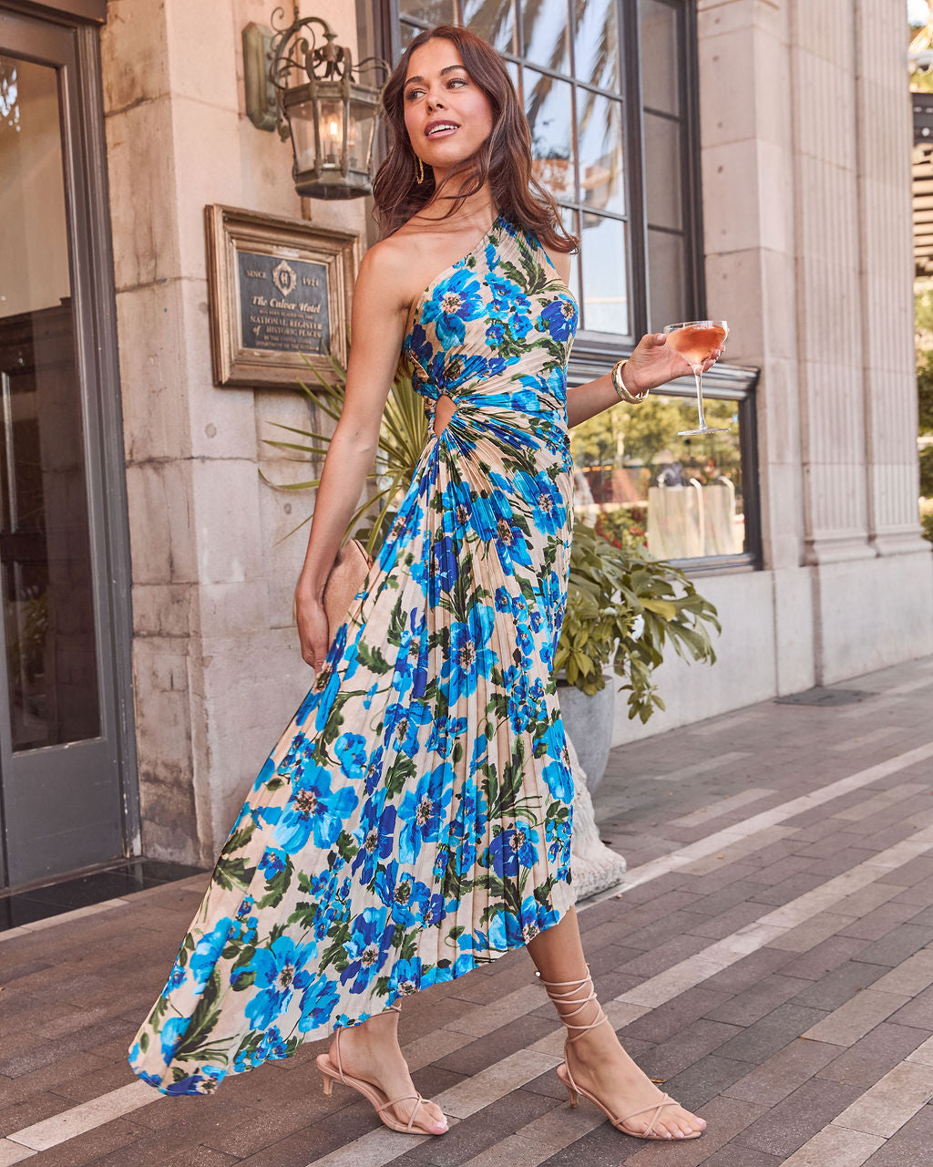 Modern Day Glam Printed One Shoulder Asymmetrical Maxi Dress - Image 34
