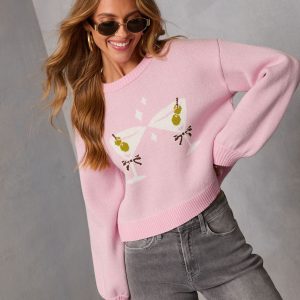 Martini Glass Graphic Knit Sweater