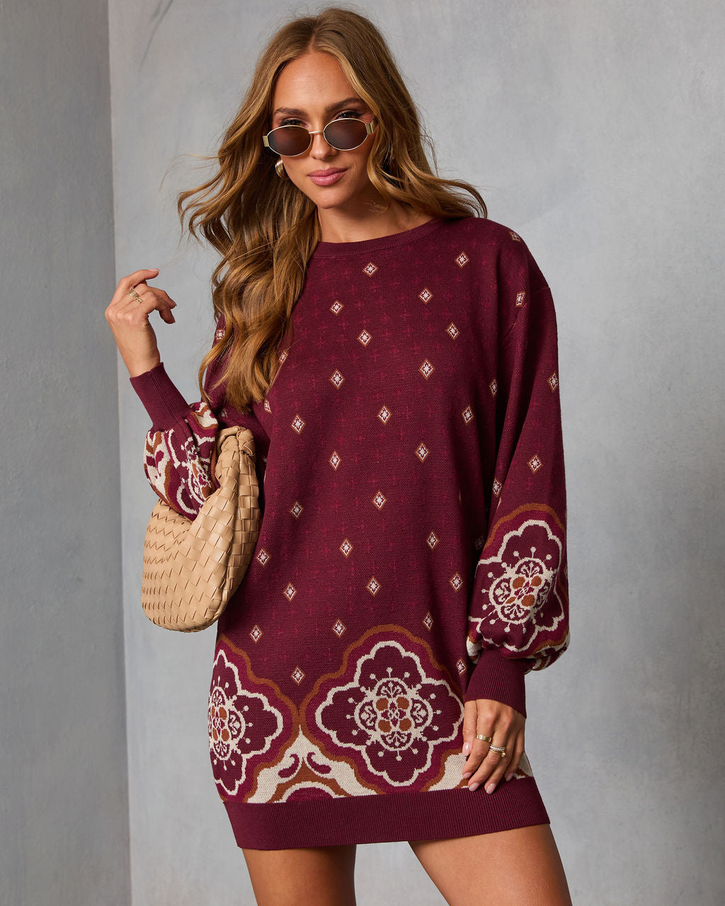 Rusted Rue Abstract Mini Sweater Dress - Image 2