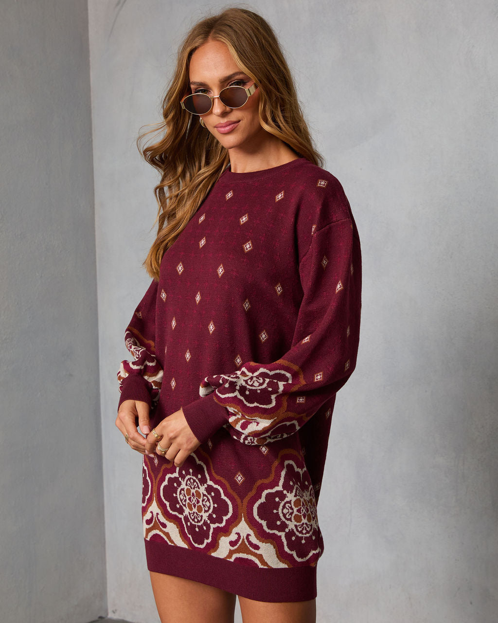 Rusted Rue Abstract Mini Sweater Dress - Image 3
