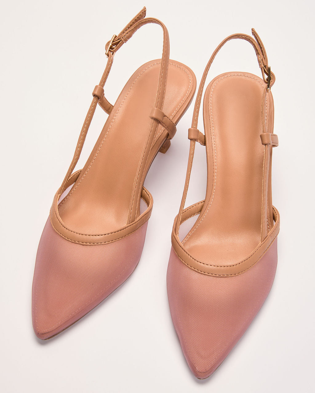 Salted Honey Mesh Slingback Kitten Heels - Image 2