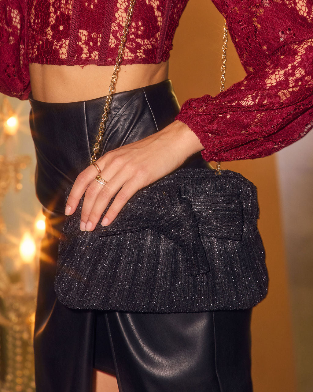 Zolie Pleated Lurex Bow Clutch - Image 6