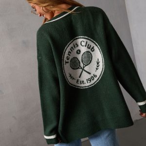 Tennis Club Graphic Knit Cardigan