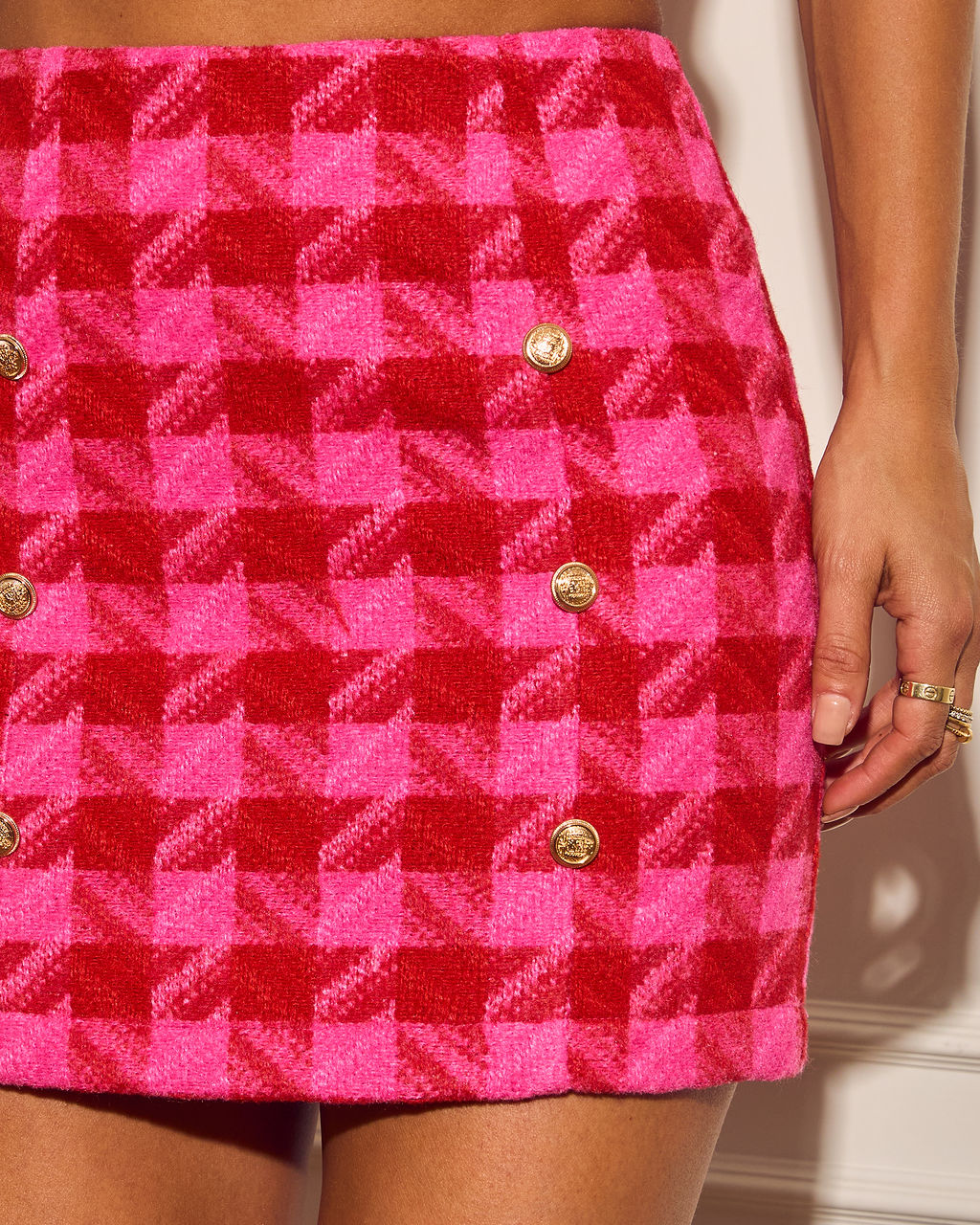 Delmer Houndstooth Mini Skirt - Image 6
