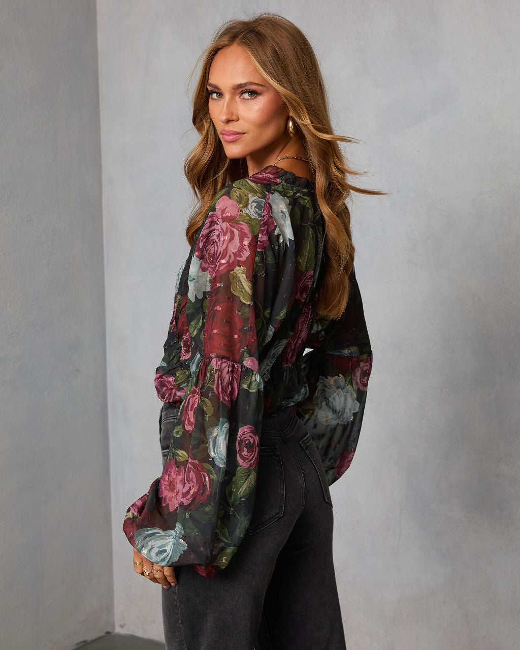 Hildah Printed Smocked Chiffon Top - Image 4