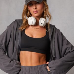 Soft Balance Drawstring Hood Zip Up Sweatshirt