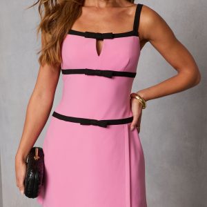 Effortless Poise Contrast Bow Mini Dress