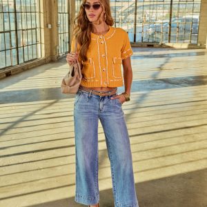 Kelton Stretch High Rise Wide Leg Jeans