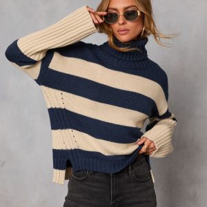Evanora Striped Turtleneck Sweater