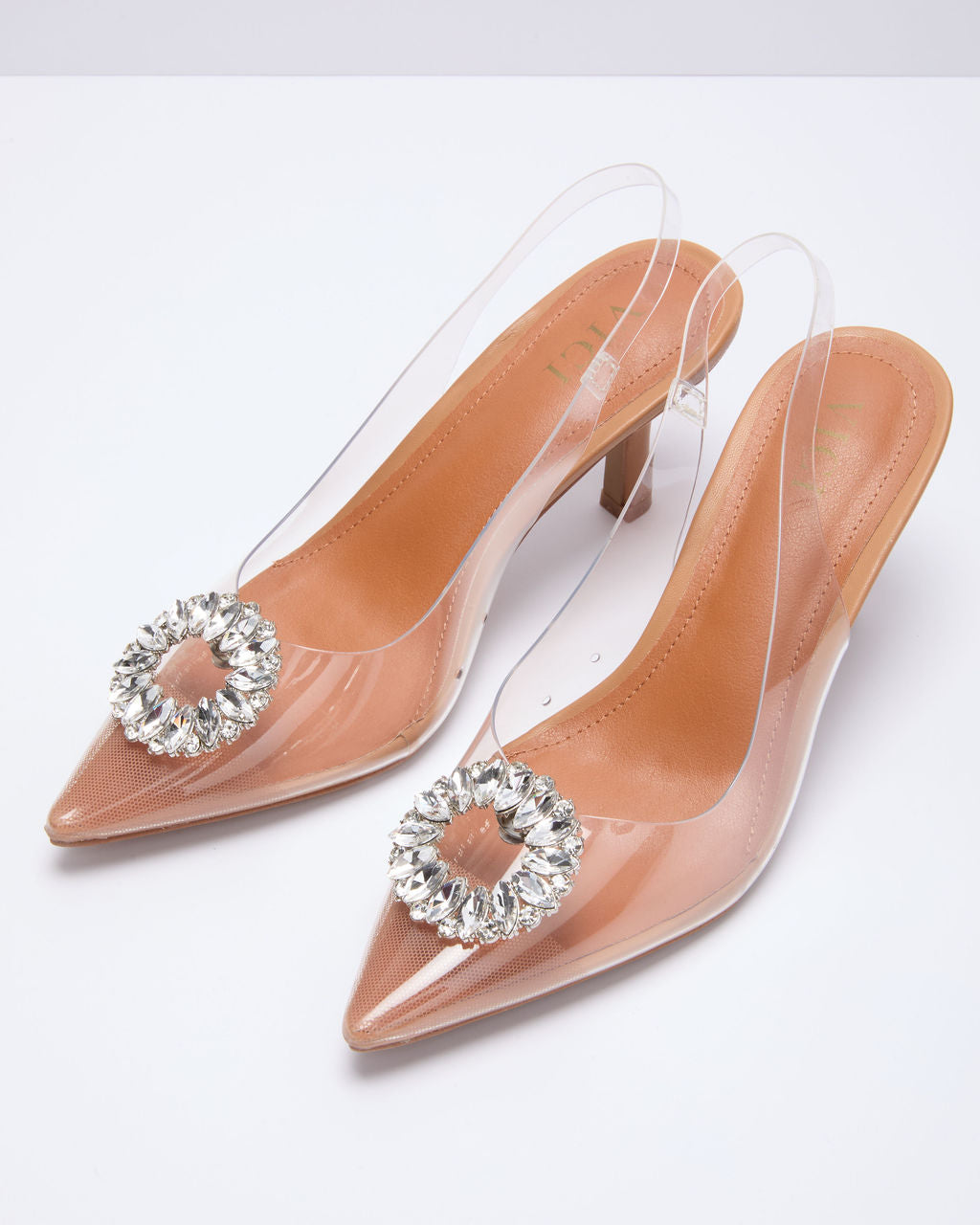 Namire Clear Slingback Embellished Charm Heels - Image 2