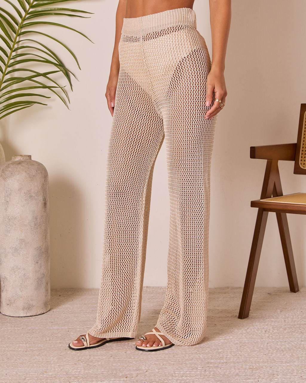 Solessa Lurex Crochet Cover Up Pants - Image 3