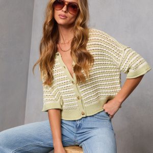 Warm Whim Striped Open Knit Cardigan
