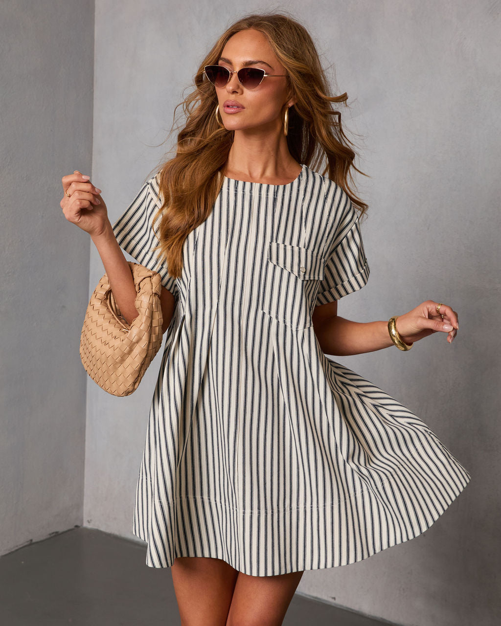 Clean Grace Pinstripe Mini Dress - Image 5