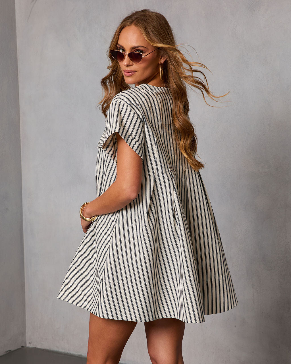 Clean Grace Pinstripe Mini Dress - Image 4