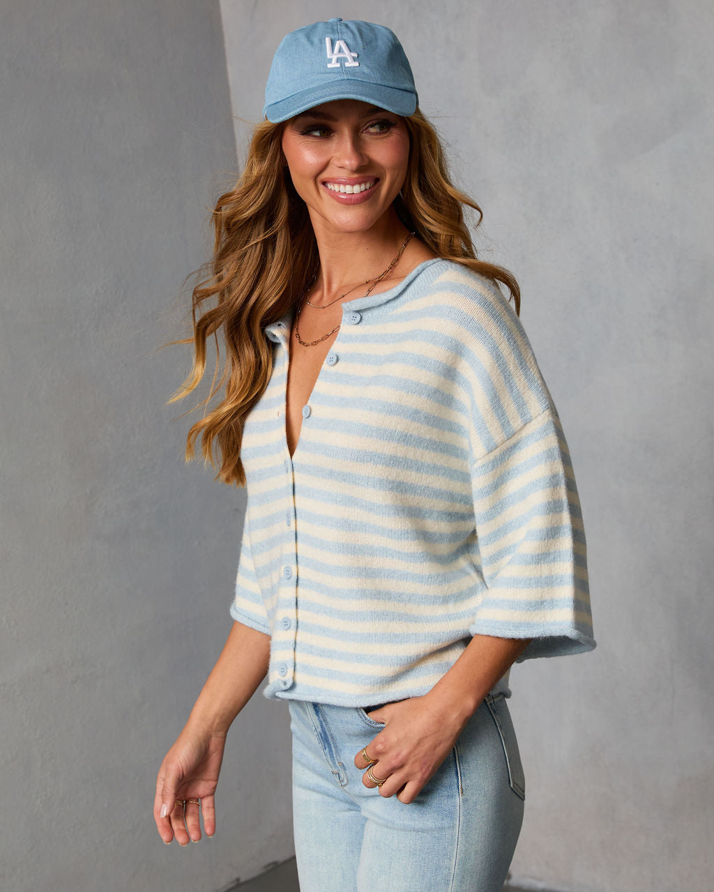Polished Lines Striped Knit Cardigan - Image 3