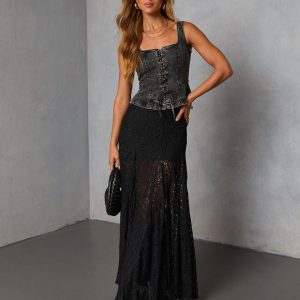 Moss Moon Lace Maxi Skirt