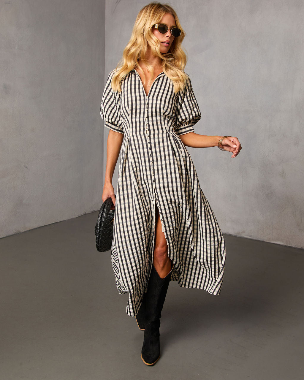 Arleen Gingham Midi Shirt Dress - Image 6