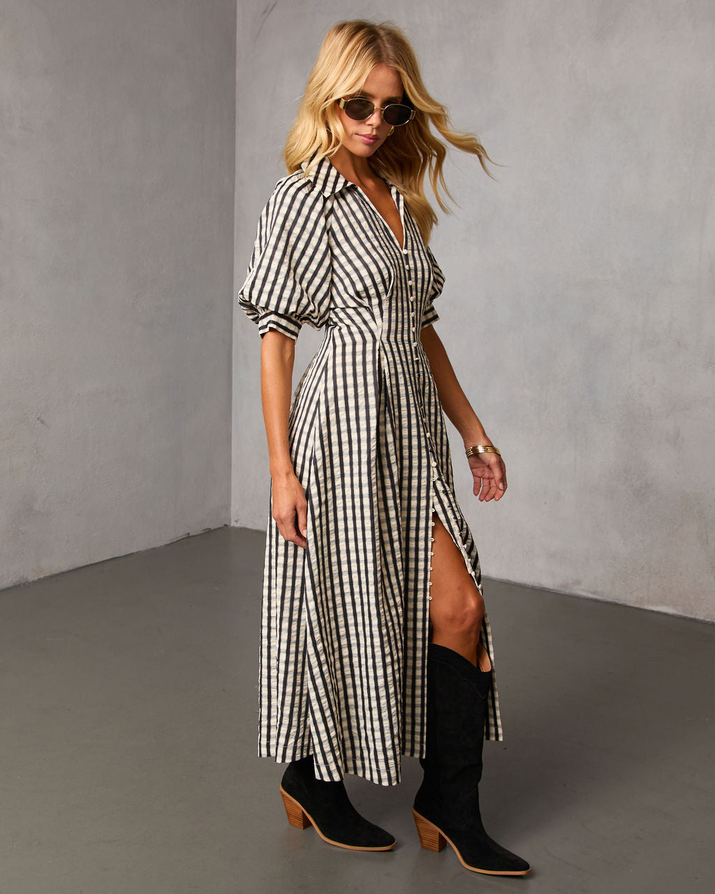 Arleen Gingham Midi Shirt Dress - Image 3