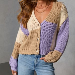Calm Hour Chunky Color Block Cardigan