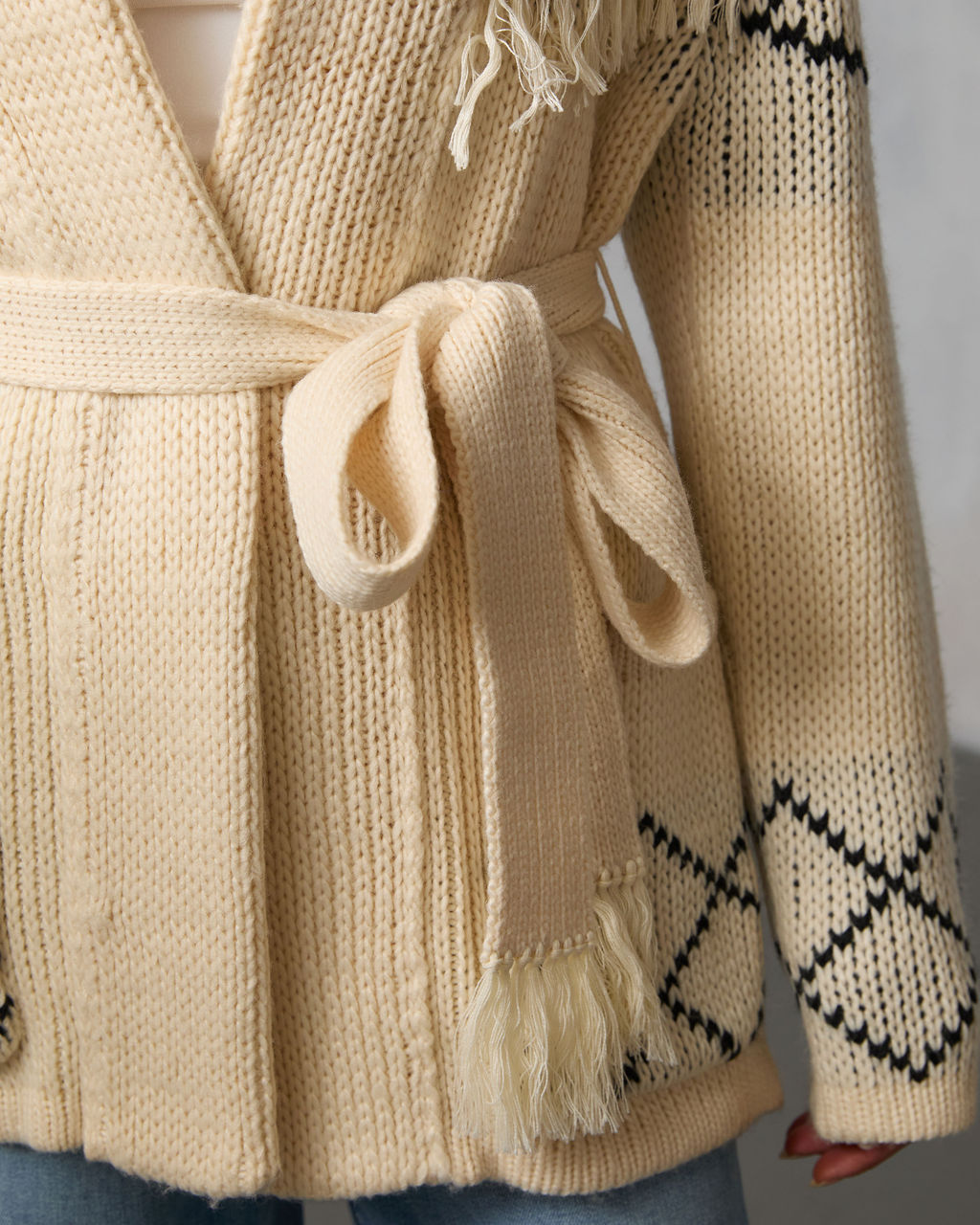 Cloudberry Fringe Waist Tie Sweater - Image 6