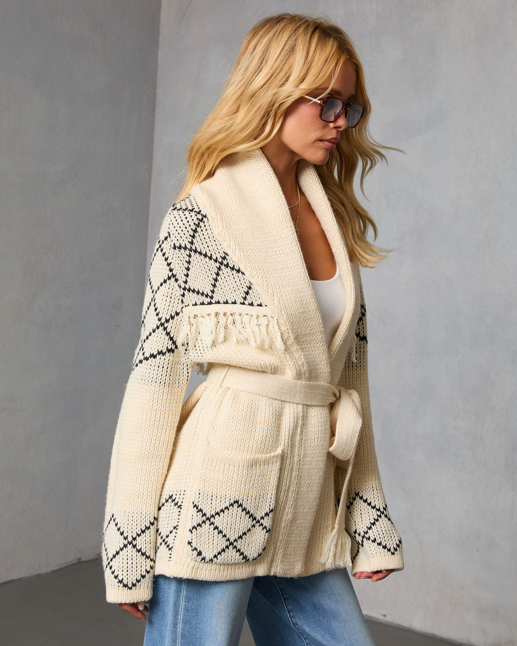 Cloudberry Fringe Waist Tie Sweater - Image 3