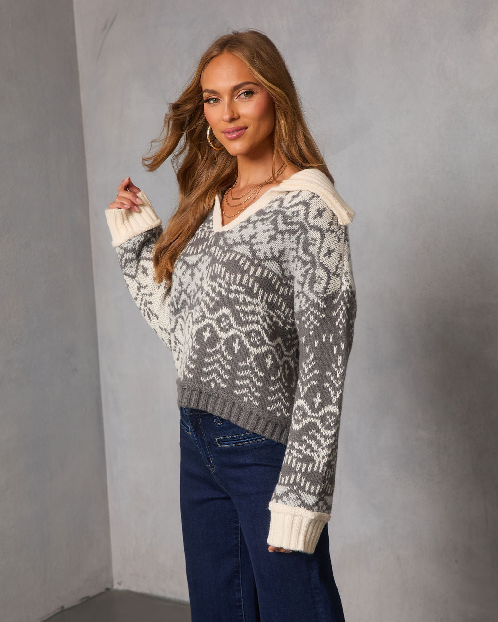 In the Season Abstract Contrast Sweater - Image 3