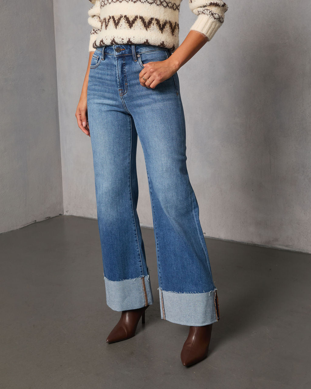 Jessina Cuffed Super Stretch Flare Jeans - Image 3