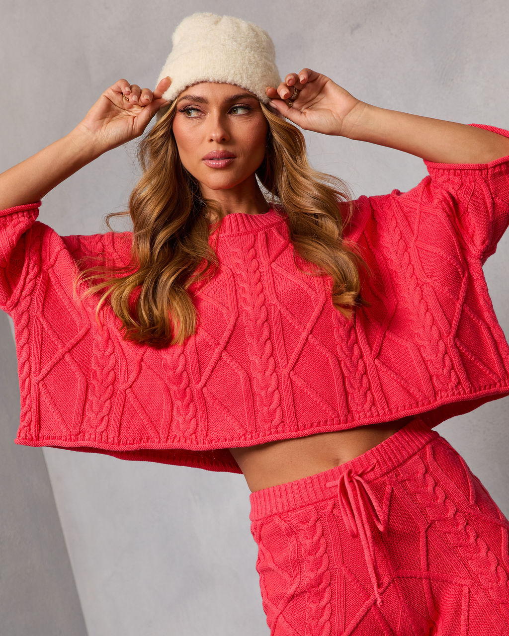 Noon Nap Crop Cable Knit Sweater - Image 11
