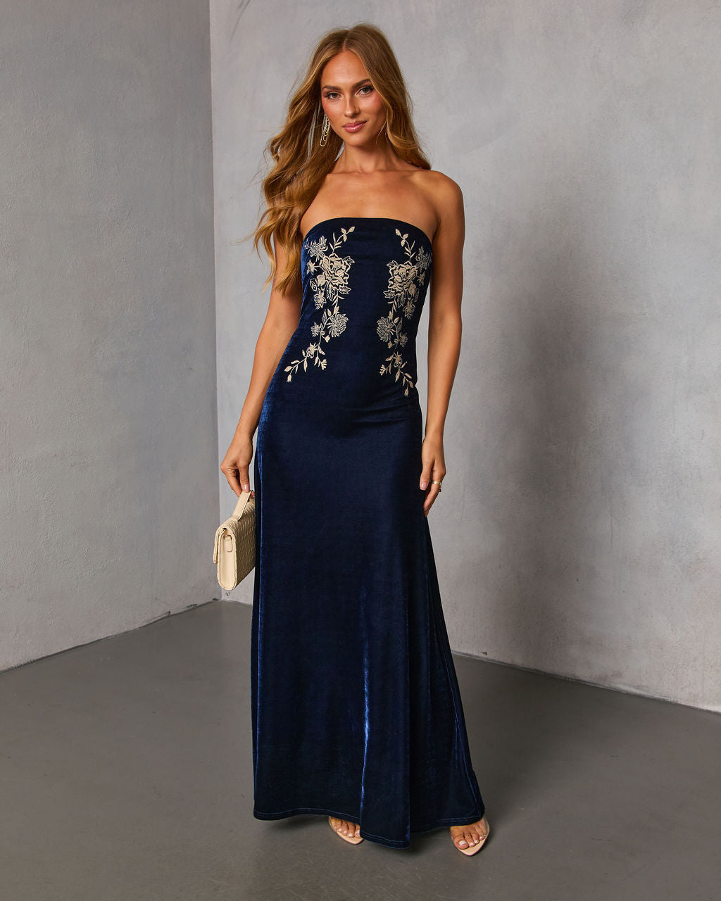 Wild Grace Velvet Embroidered Maxi Dress - Image 5
