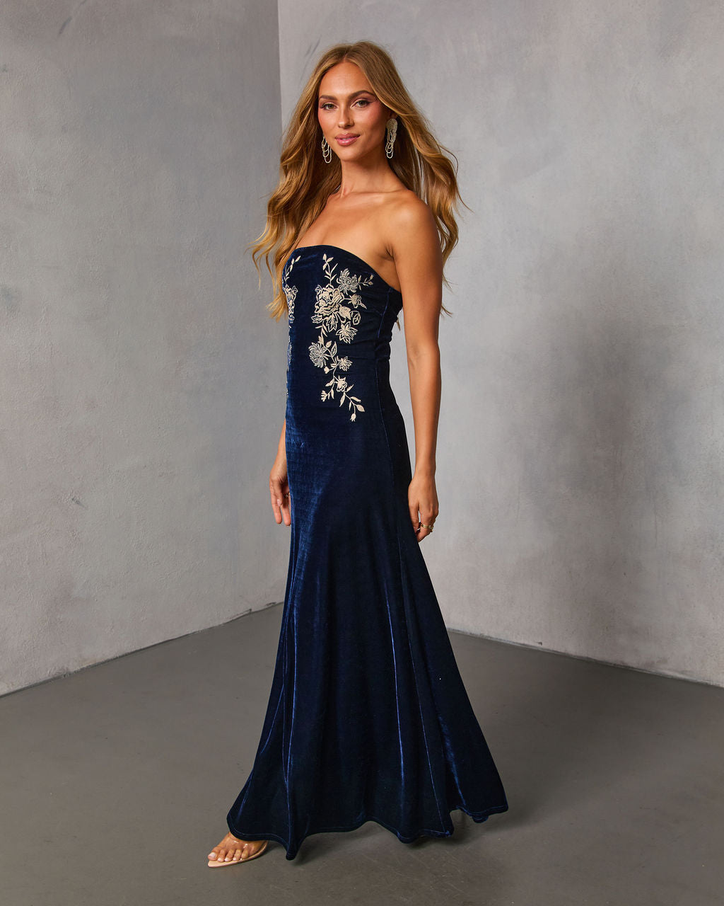 Wild Grace Velvet Embroidered Maxi Dress - Image 3