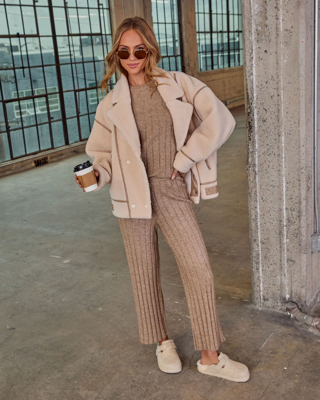 Homebody Hour Ribbed Knit Flare Leg Pants - Image 5