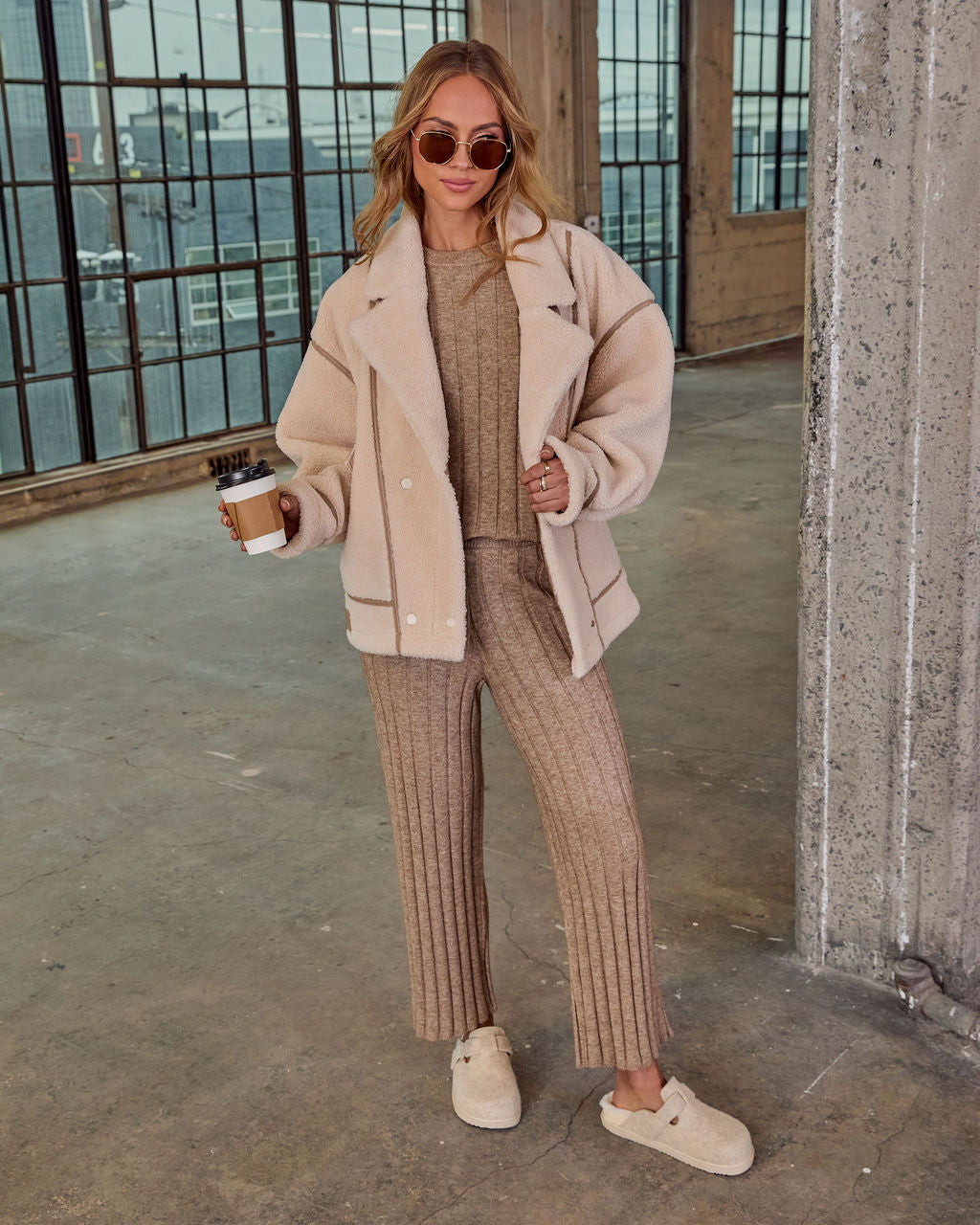 Homebody Hour Ribbed Knit Flare Leg Pants - Image 2