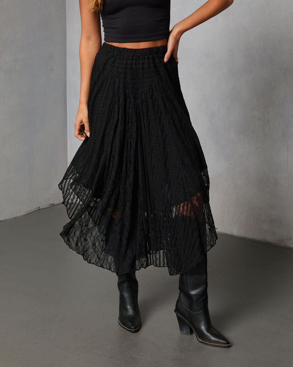 Moonthread Lace Darted Hem Midi Skirt - Image 6