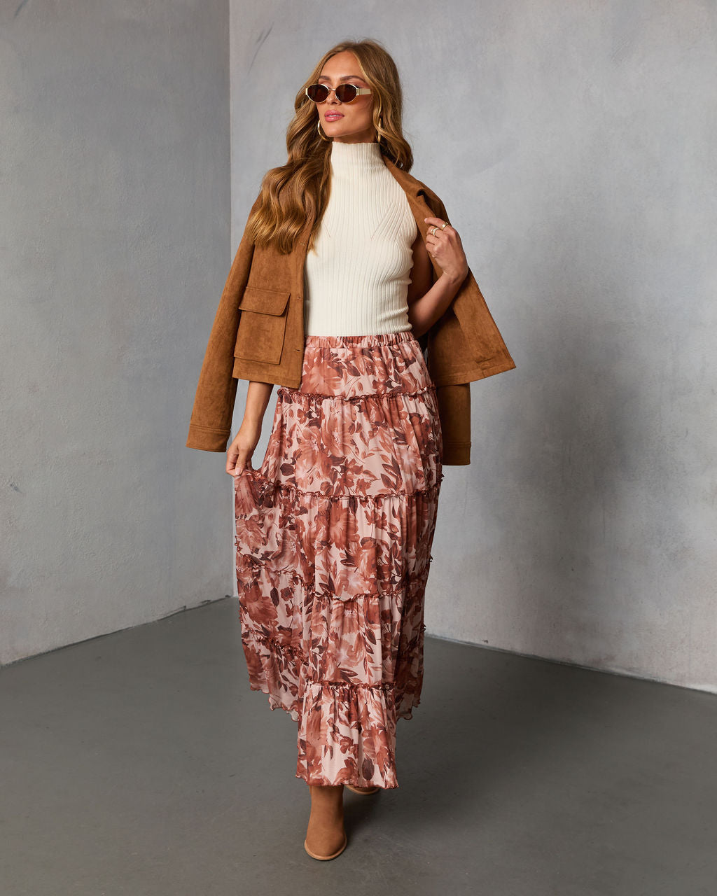 Gypsy Petal Printed Tiered Maxi Skirt - Image 6
