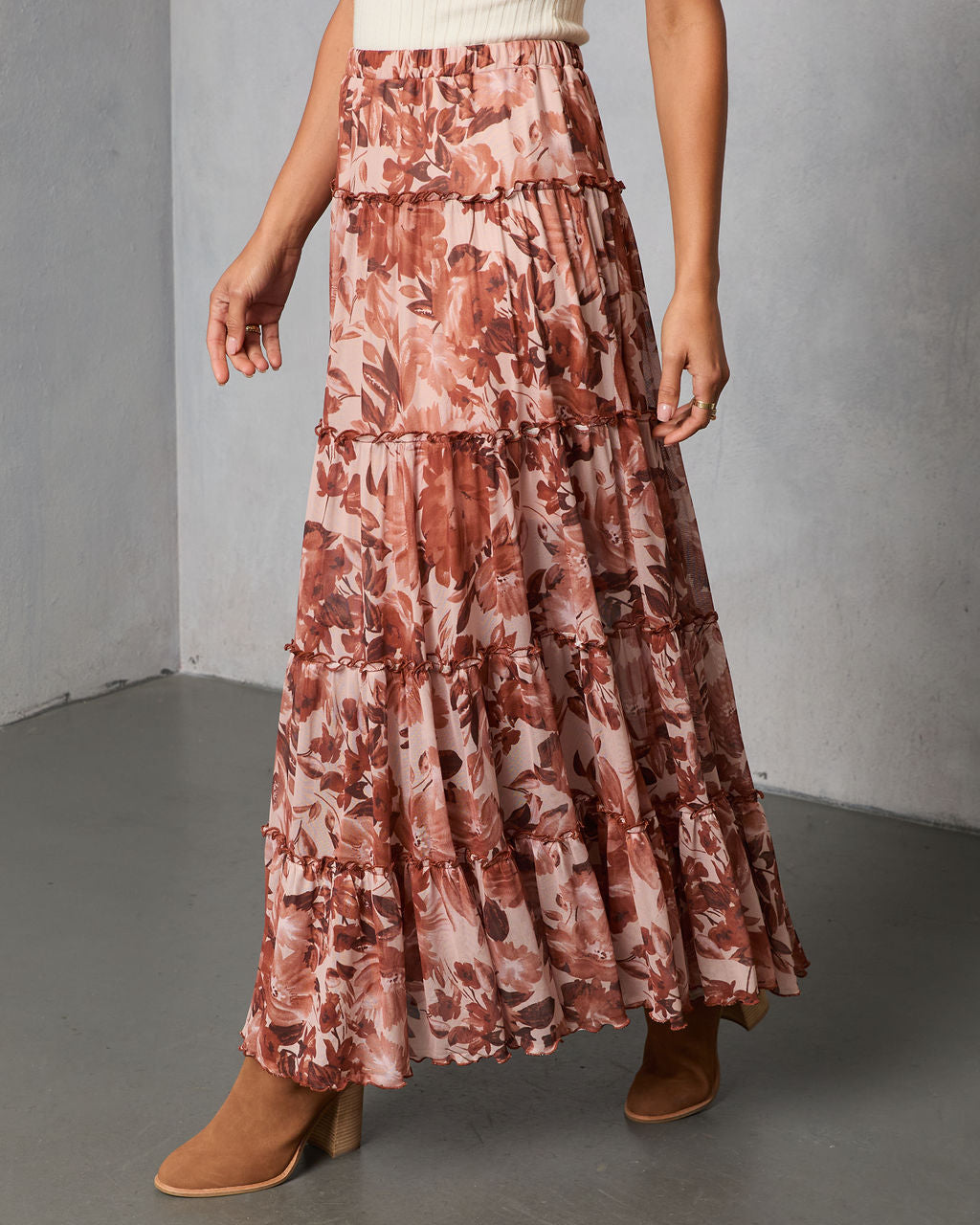 Gypsy Petal Printed Tiered Maxi Skirt - Image 3