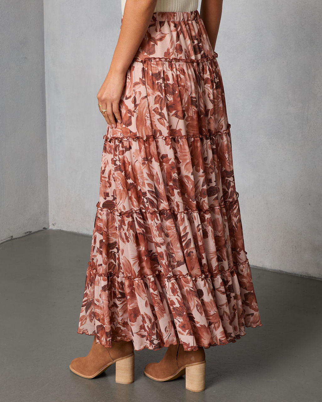 Gypsy Petal Printed Tiered Maxi Skirt - Image 4