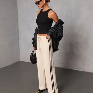 Quiet Day Striped Straight Leg Sweatpants