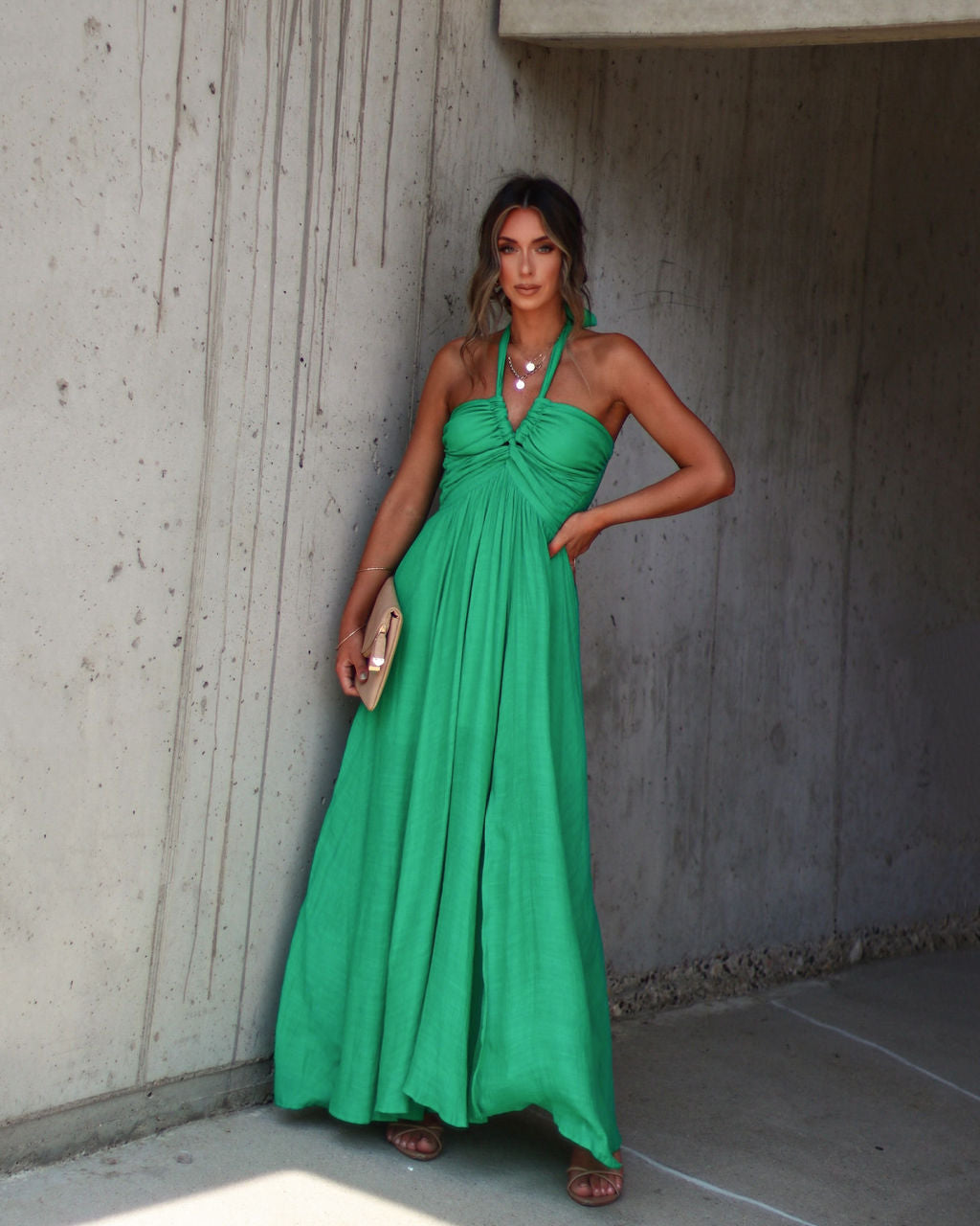 Elmhurst Ruched Halter Maxi Dress - Image 37