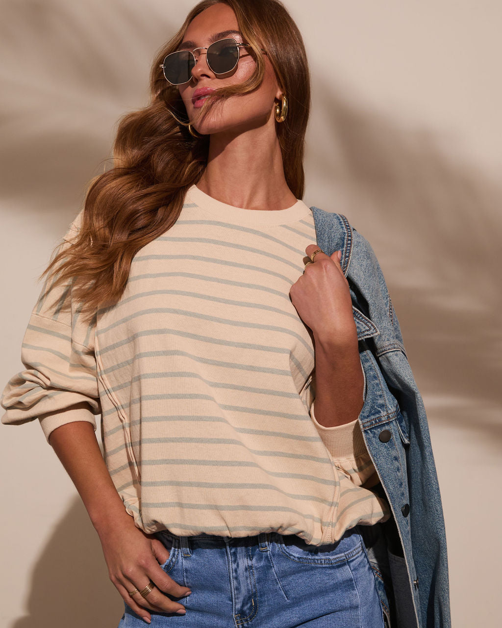 Classic Feel Striped Oversized Sweatshirt - Image 6