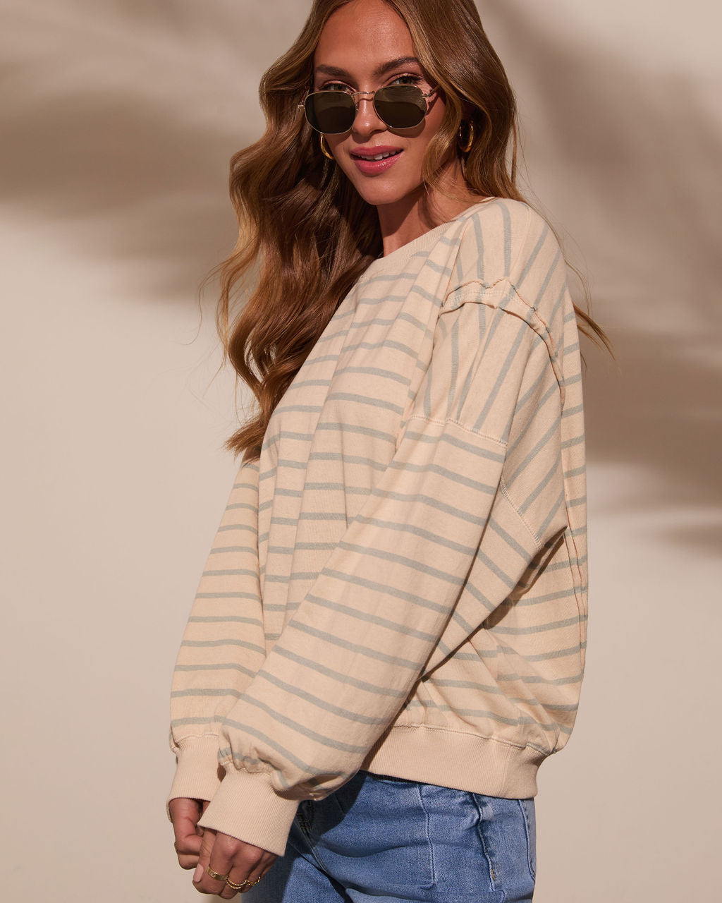 Classic Feel Striped Oversized Sweatshirt - Image 3